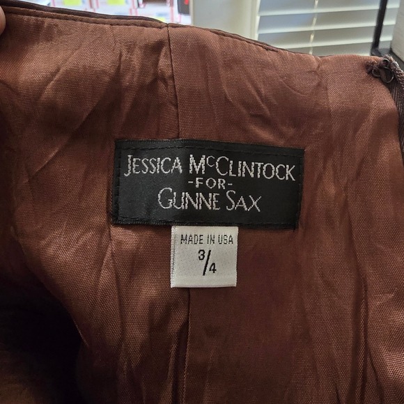 Jessica McClintock for Gunne Sax Satin Criss Cross Mini Formal Dress Sz 4 - Picture 7 of 12